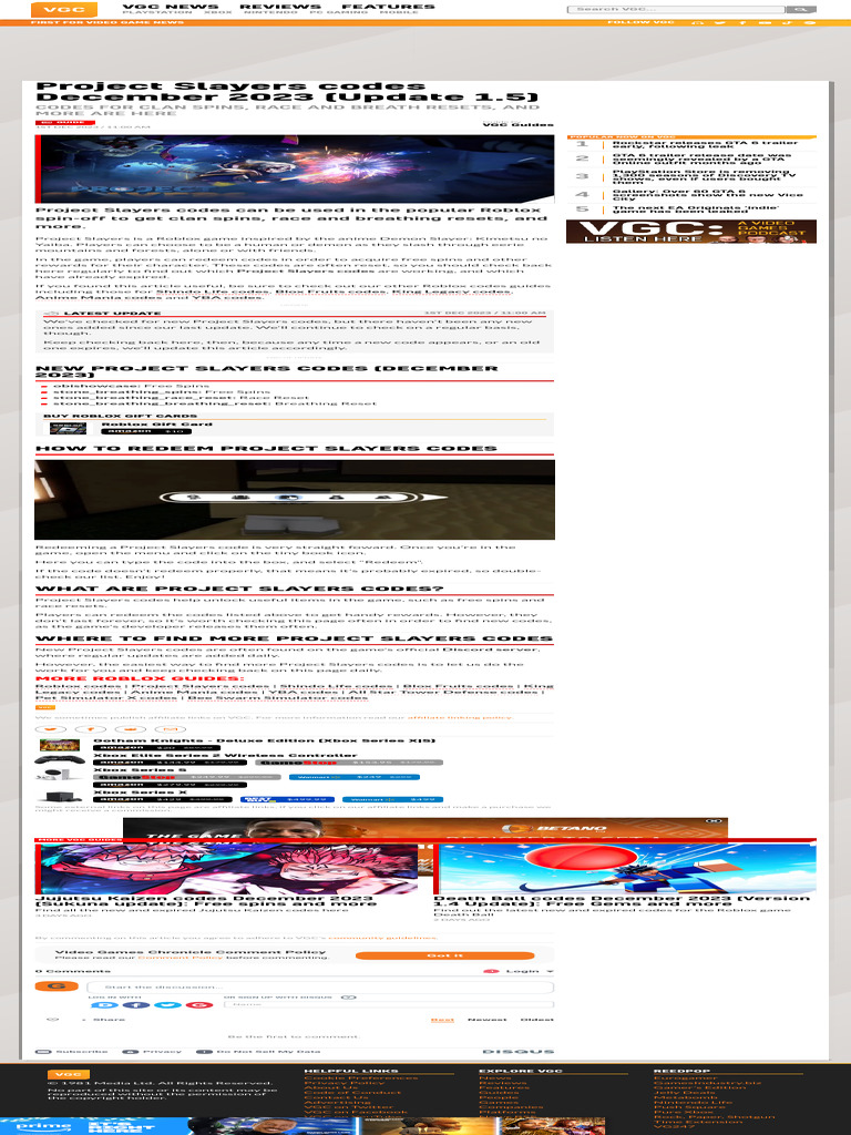 Update 1.5 Project Slayers Codes