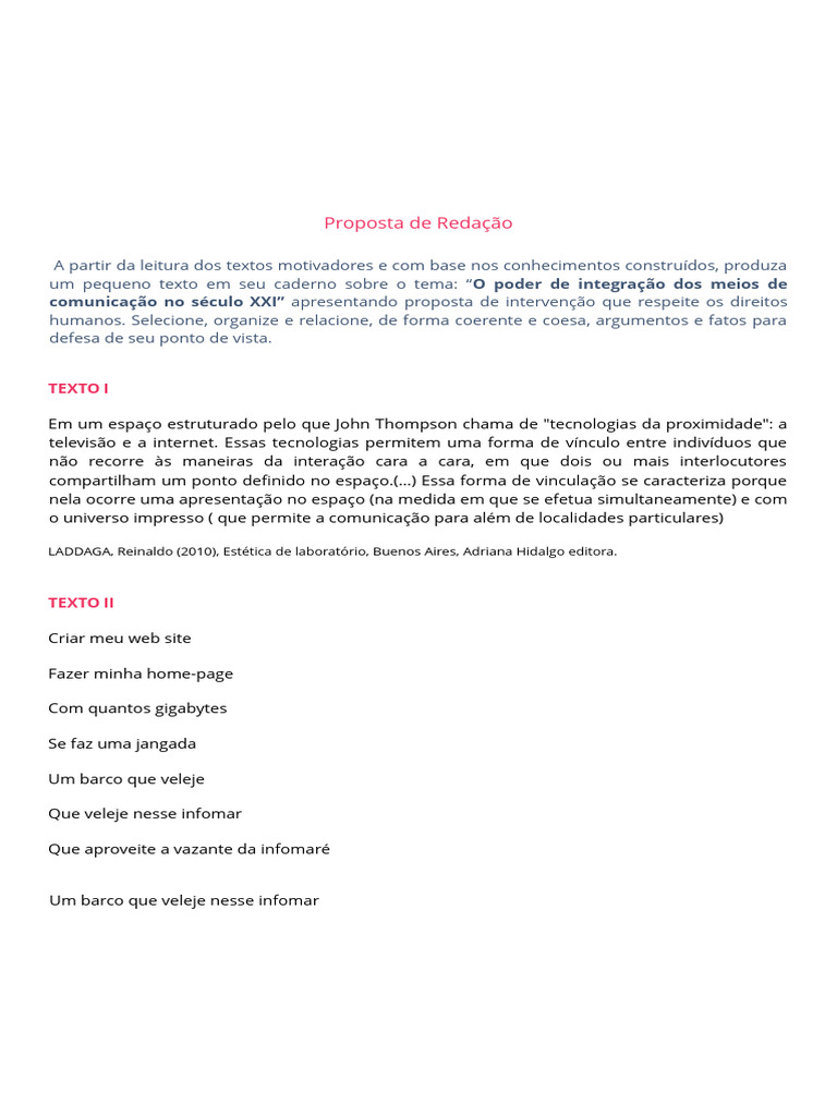 proposta de redação 7 ano | PDF