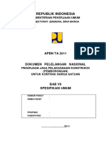 Dokumen Pelelangan Nasional Pekerjaan Jasa Pelaksanaan Konstruksi Pemborongan Untuk Kontrak Harga Satuan Bab VII Spesifikasi Umum 2010