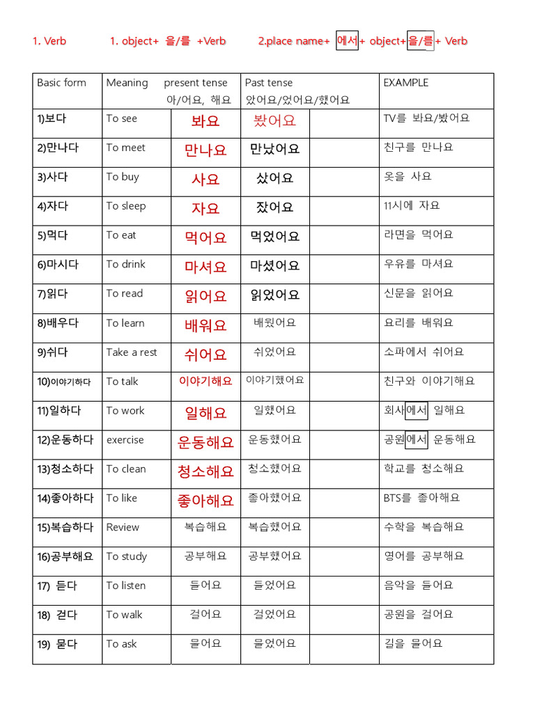 Korean Verb and Adjective | PDF