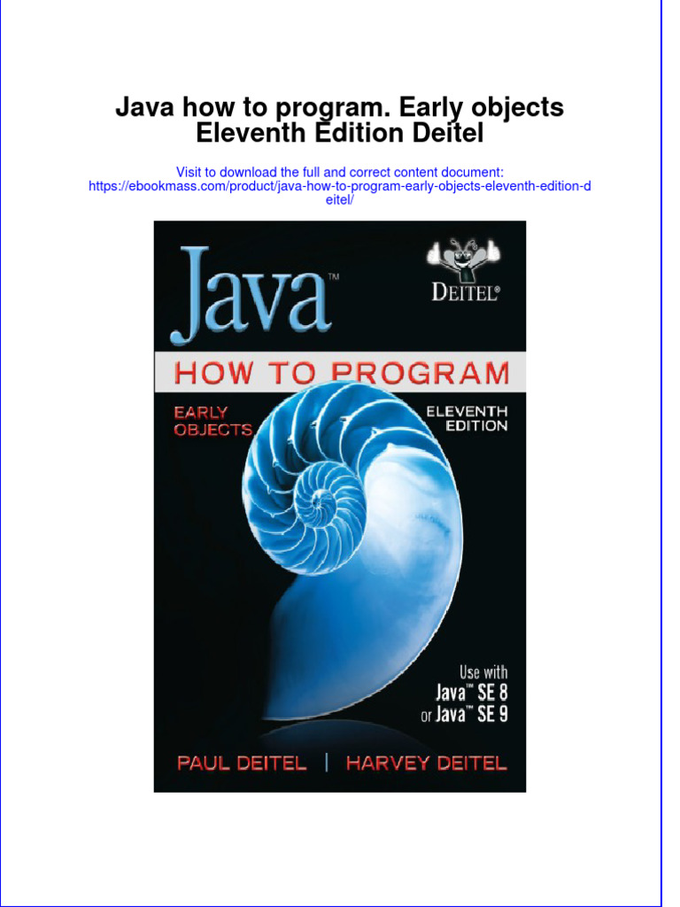Java How To Program Early Objects Eleventh Edition Deitel Full Chapter ...