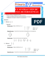 Suma Resta Fracciones Heterogeneas Cuarto Primaria