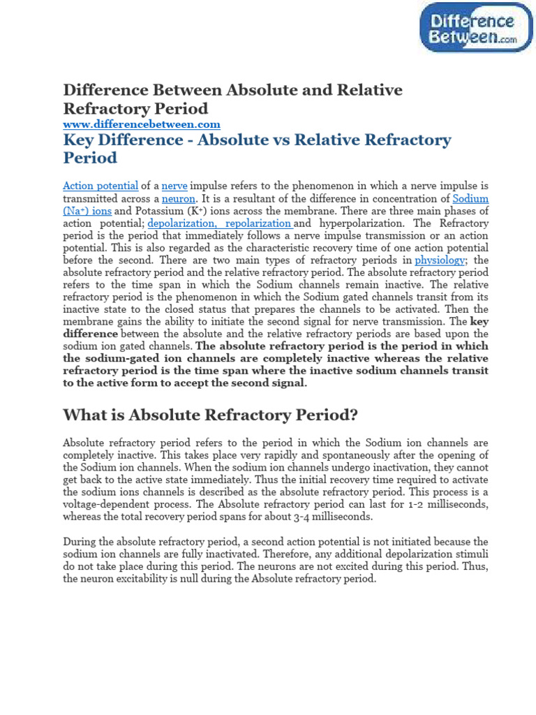 Difference between absolute and relative refractory period pdf
