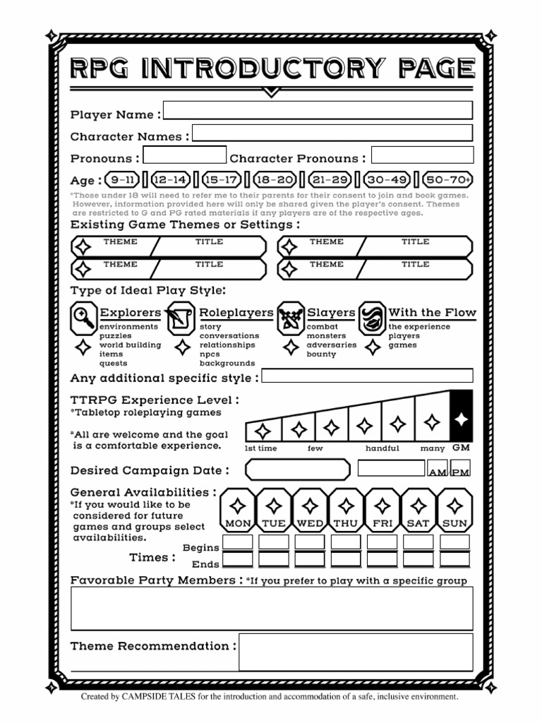 RPGConsent Entry Form Digital | PDF