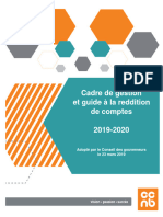 Cadre de Gestion Et Guide À La Reddition de Comptes 2019 2020