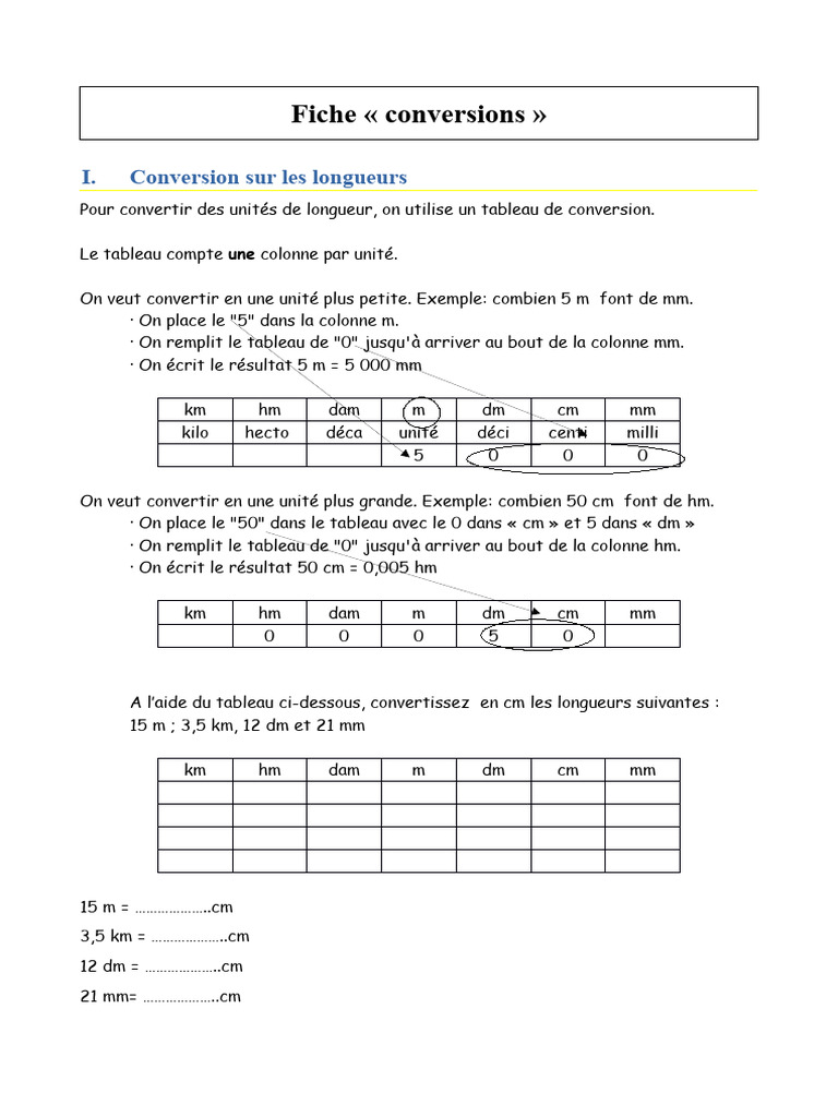 Tableau de conversion des unités | PDF | Méthodes et références ...
