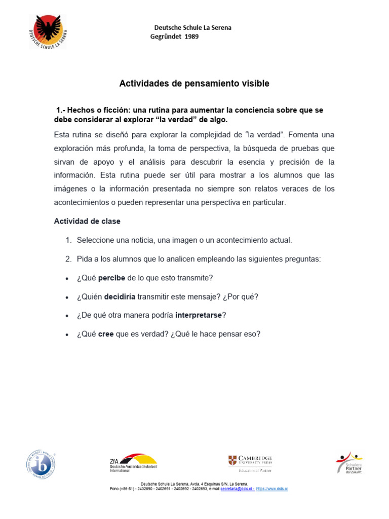 Actividades de Pensamiento Visible | Descargar gratis PDF | Verdad ...