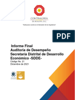 Informe Final Auditoria Desempeno Sdde Codigo 21 Pad 2021
