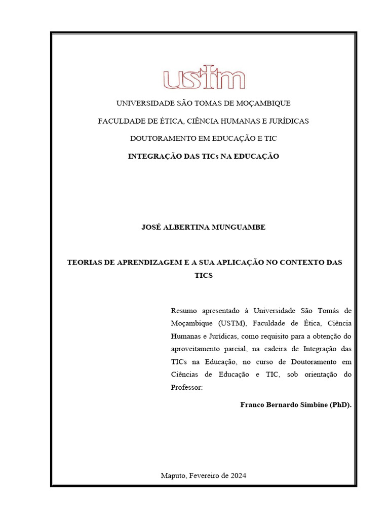 Teorias de Aprendizagem e TICs na Educação | PDF | Aprendizado ...