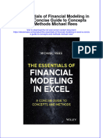 The Essentials of Financial Modeling in Excel A Concise Guide To Concepts and Methods Michael Rees Full Download Chapter