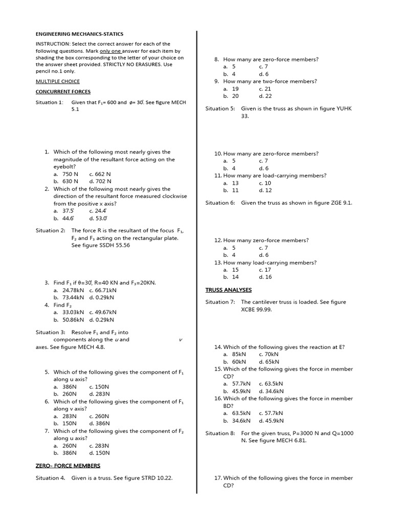 Engineering Mechanics Exam Questions | PDF | Beam (Structure ...