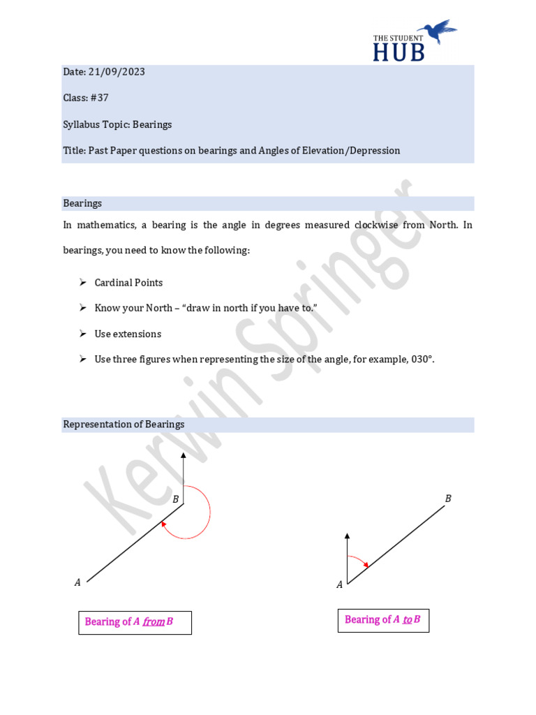 Bearings and Angles Past Paper Questions | PDF | Angle | Elementary ...