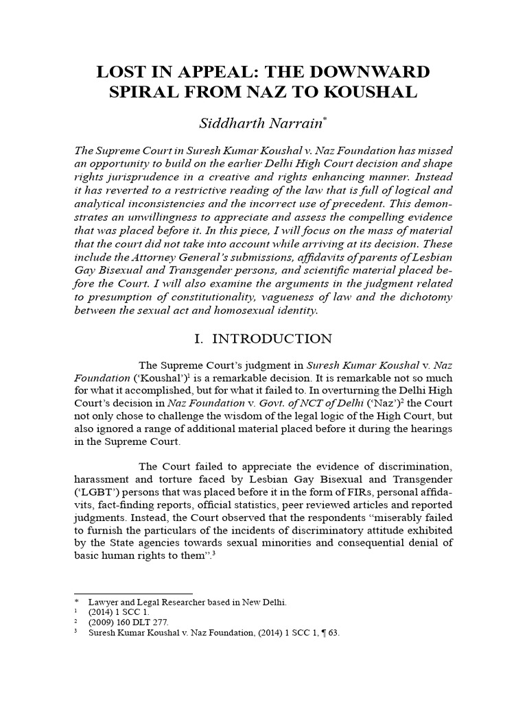 Koushal Case: Rights and Judicial Failures | PDF | Homosexuality ...