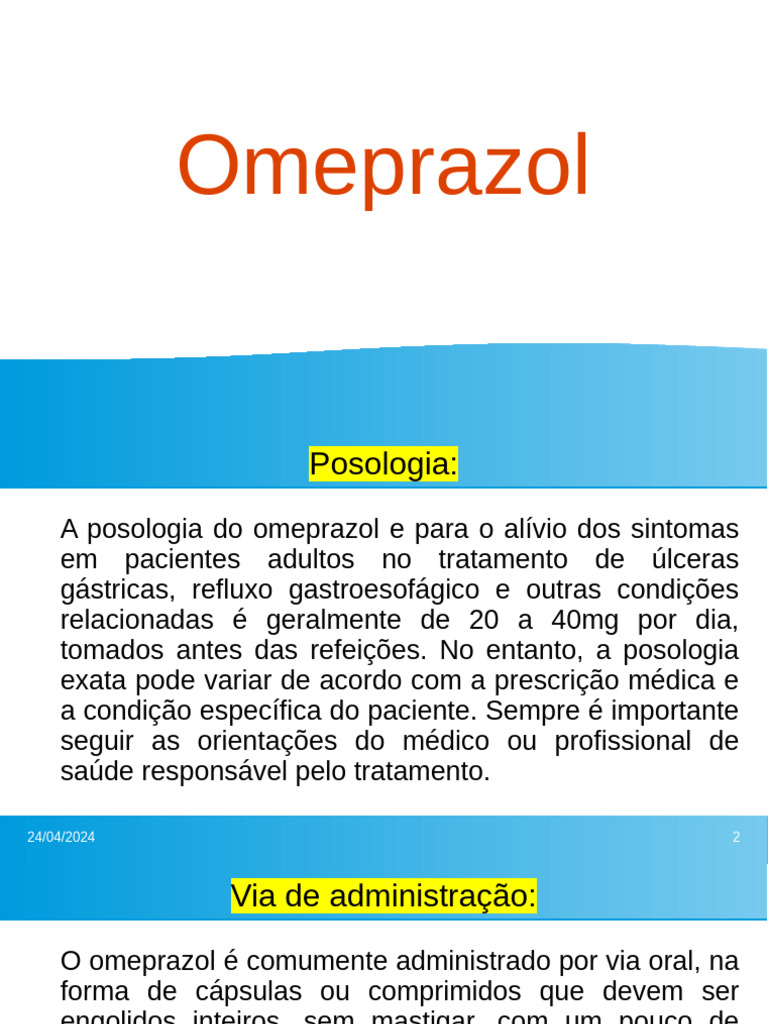Posologia e Uso do Omeprazol 20mg | PDF | Bem-estar | Ciências e Matemática