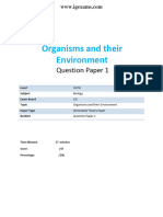 Organisms and Their Environment: Question Paper 1