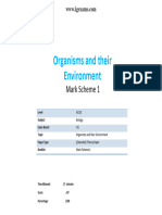 Organisms and Their Environment: Mark Scheme 1