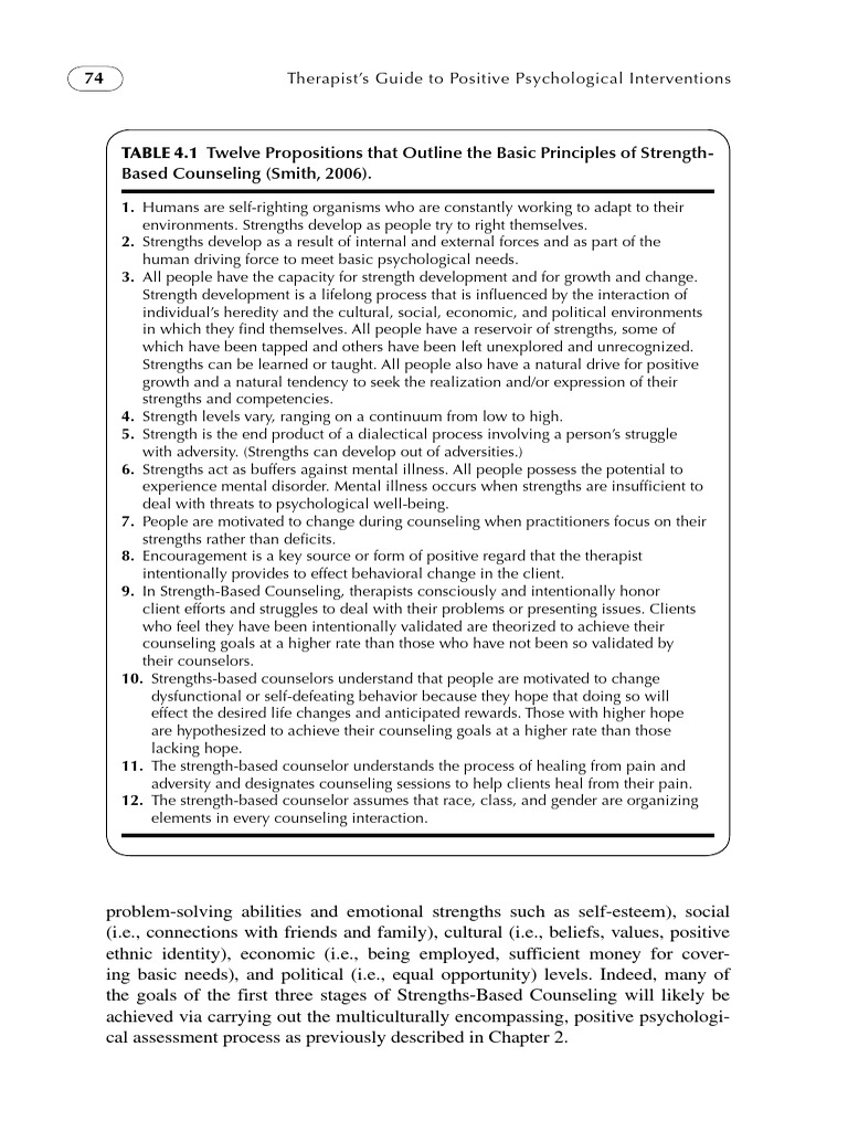 Strengths-Based Counseling Principles | PDF | Psychotherapy | Psychology