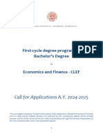 Bologna Economics and Finance Call for Applications CLEF 2024-25