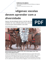 Povos Indigenas Escolas Devem Aprender Com A Diversidade