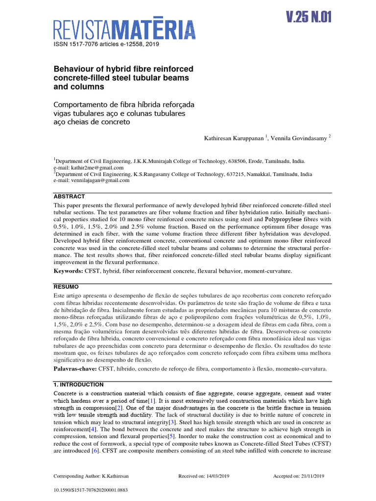 Hybrid Fiber Reinforced CFST Performance | PDF | Concrete | Beam ...