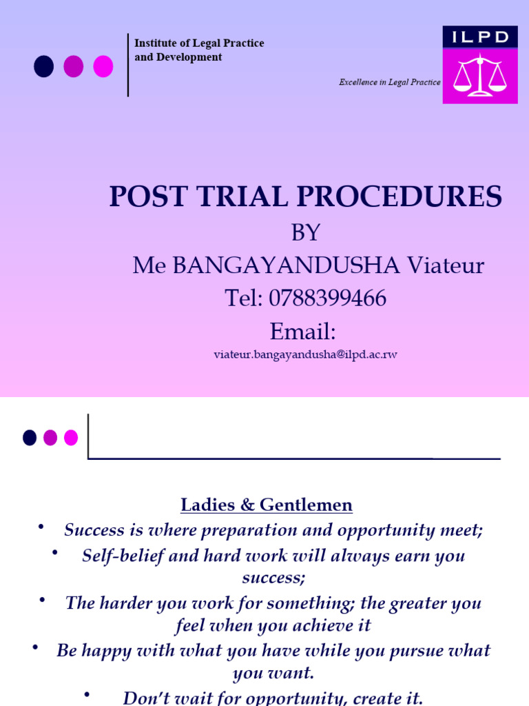 Post-Trial Procedures in Rwandan Law | PDF | Judgment (Law) | Jurisdiction