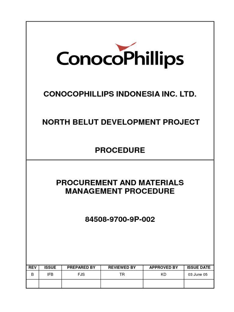 North Belut Project Procurement Procedure | PDF | Specification ...