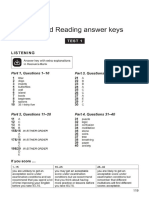 Listening and Reading Answer Keys: Test 1
