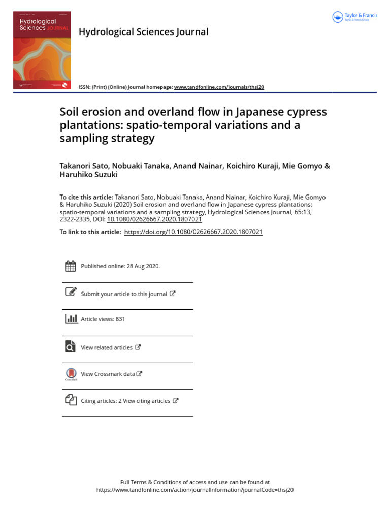 Soil Erosion And Overland Flow In Japanese Cypress Plantations Spatio