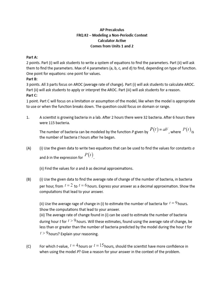 Frq 2 Sample With Key Pdf Numbers Derivative