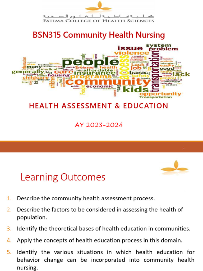 Community Health Nursing Assessment Guide | PDF | Health Education ...