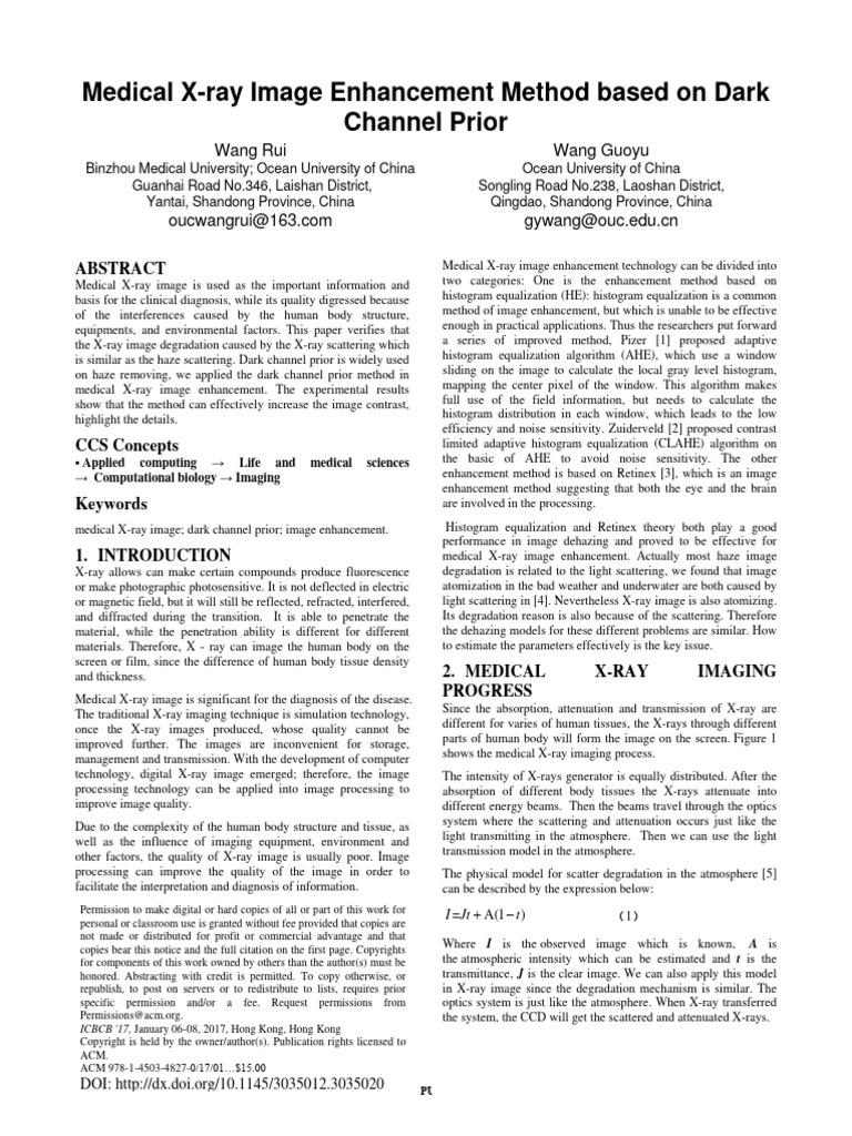 Medical X-Ray Image Enhancement Method Based On Dark | PDF | X Ray ...