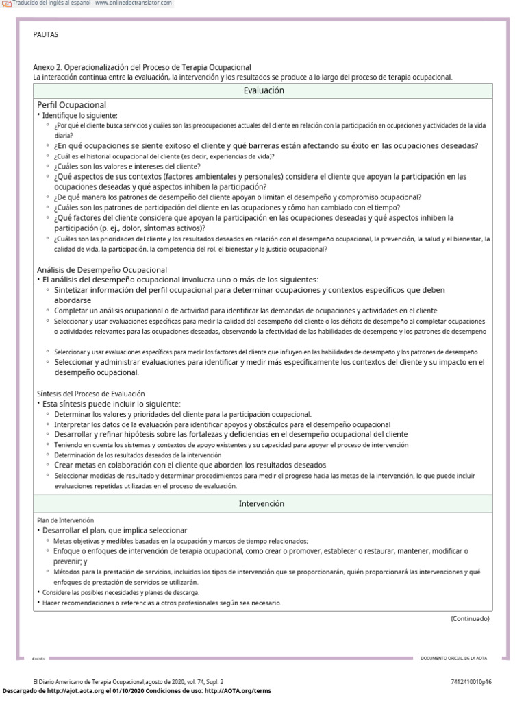 OTPF 4th Ed 2020-16-17 (Tabla Proceso) .En - Es | PDF | Terapia ...