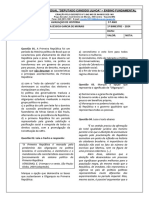 Avaliação Primeiro Bimestre História Nono Ano