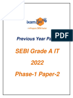 SEBI Grade A Phase 1 Paper 2 IT 2022 Previous Year Paper PDF