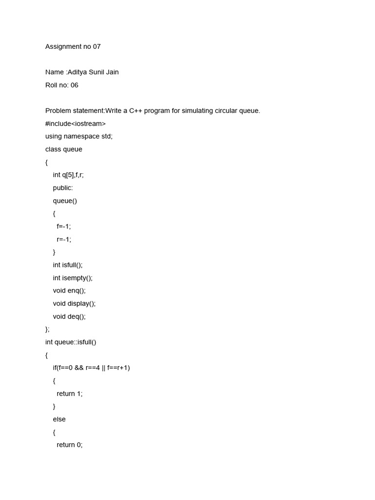 Assignment No 07 | PDF | Computer Programming | C++