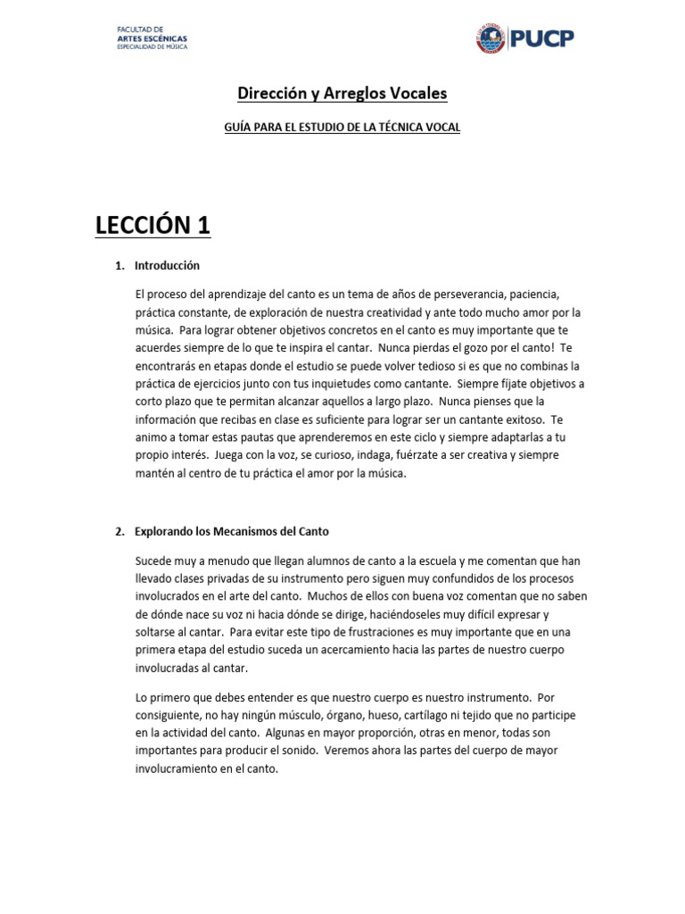 Guia para El Estudio de La Tecnica Vocal | PDF | Canto | Sonido