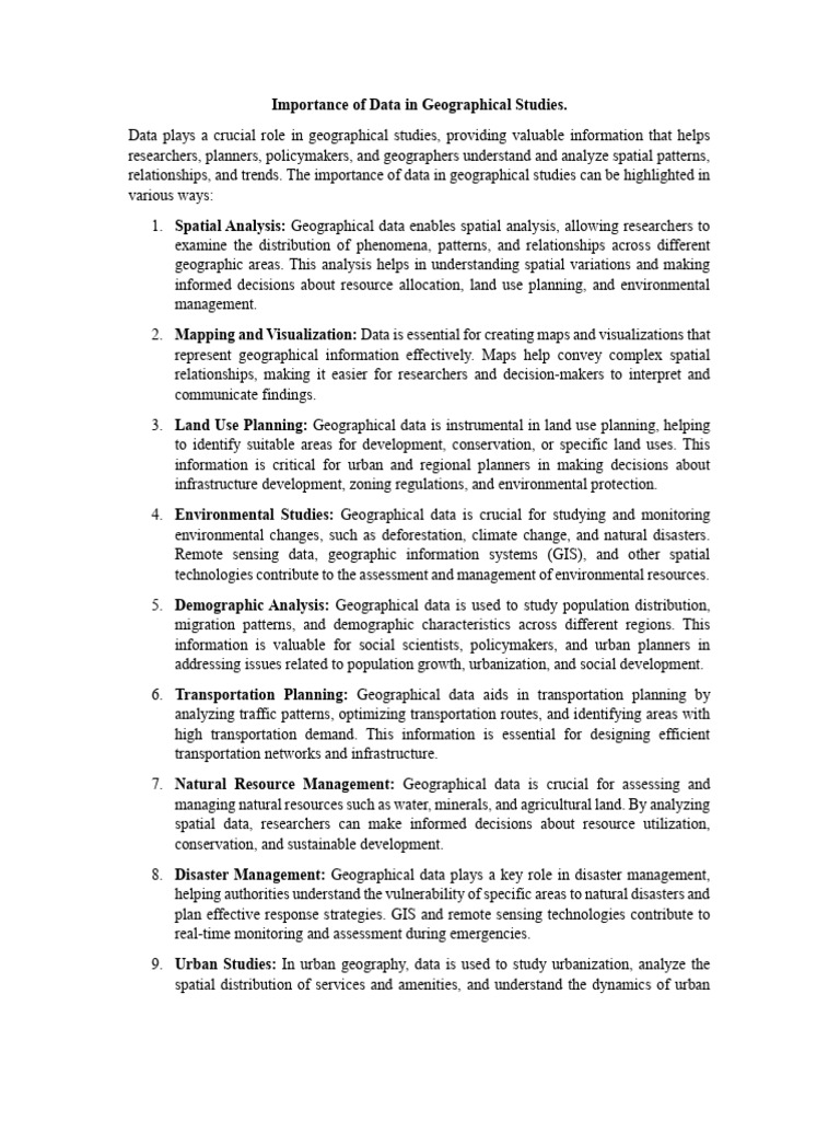 Role of Data in Geographic Research | PDF | Spatial Analysis | Geography