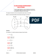 Worksheet - Domain and Range - Solutions