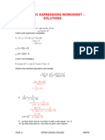 Worksheet - Algebraic Expressions and Equations - Solutions