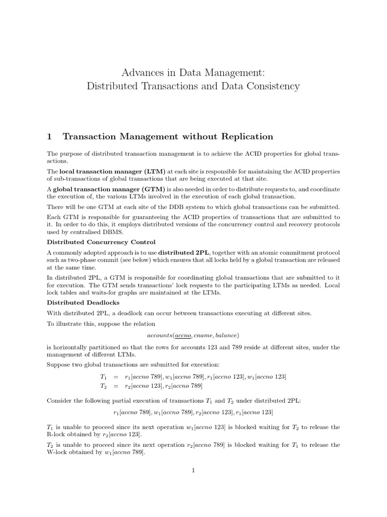 Distributed Transaction Management Notes | PDF | Replication (Computing ...