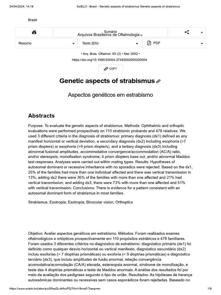 SciELO - Brasil - Genetic Aspects of Strabismus Genetic Aspects of ...