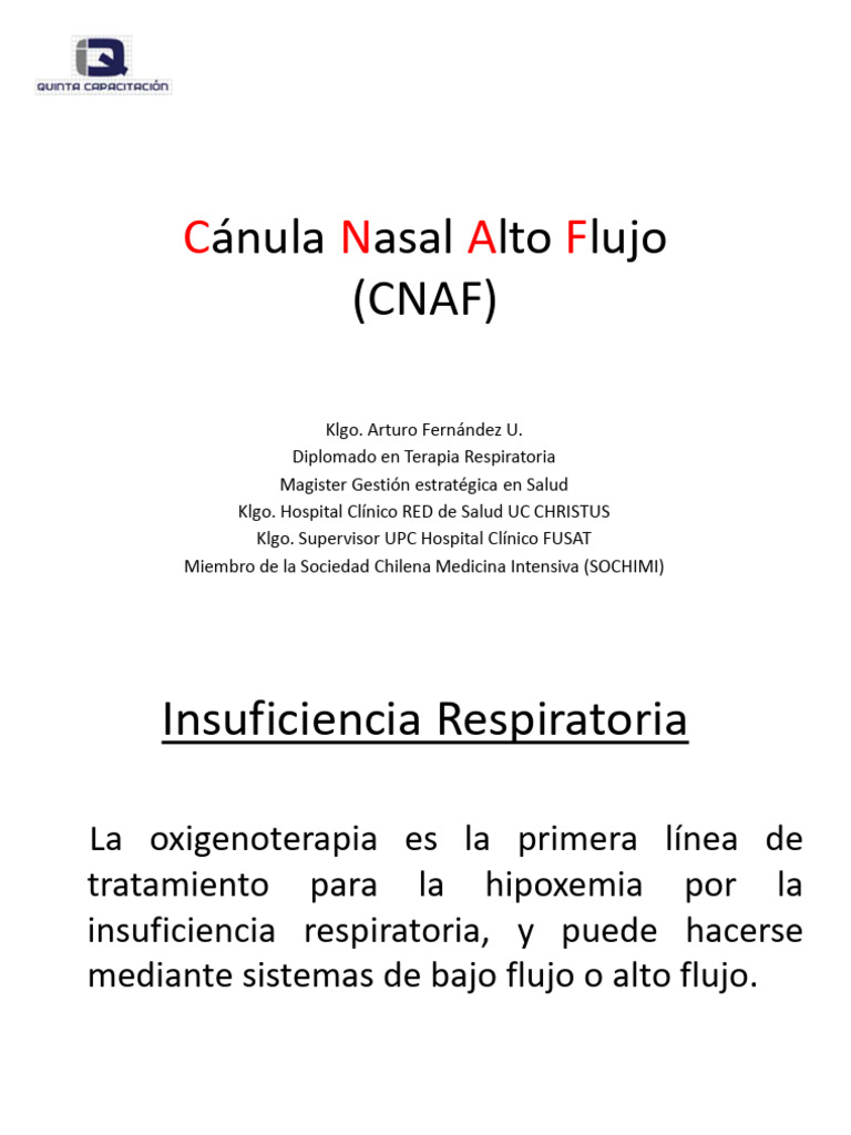 Cánula Nasal de Alto Flujo en Oxigenoterapia | PDF | Medicina CLINICA ...