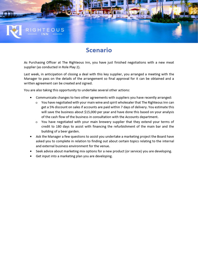 Sitxmgt005 Role Play 3 Scenario Pdf