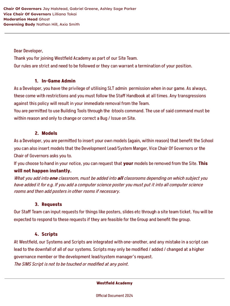 Westfield Academy Developer Guidelines | PDF | Career & Growth