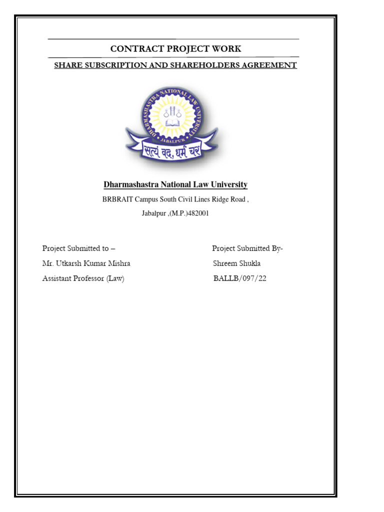 Share Subscription Agreement Overview | PDF | Breach Of Contract ...