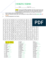COOKING TERMS Wordsearch Activity