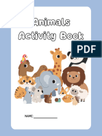 Blue and White Fun Animals Activity Book Printable Worksheet