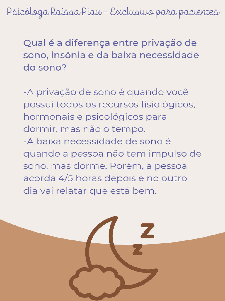Diferenças entre Insônia e Higiene do Sono | PDF | Dormir | Psicologia