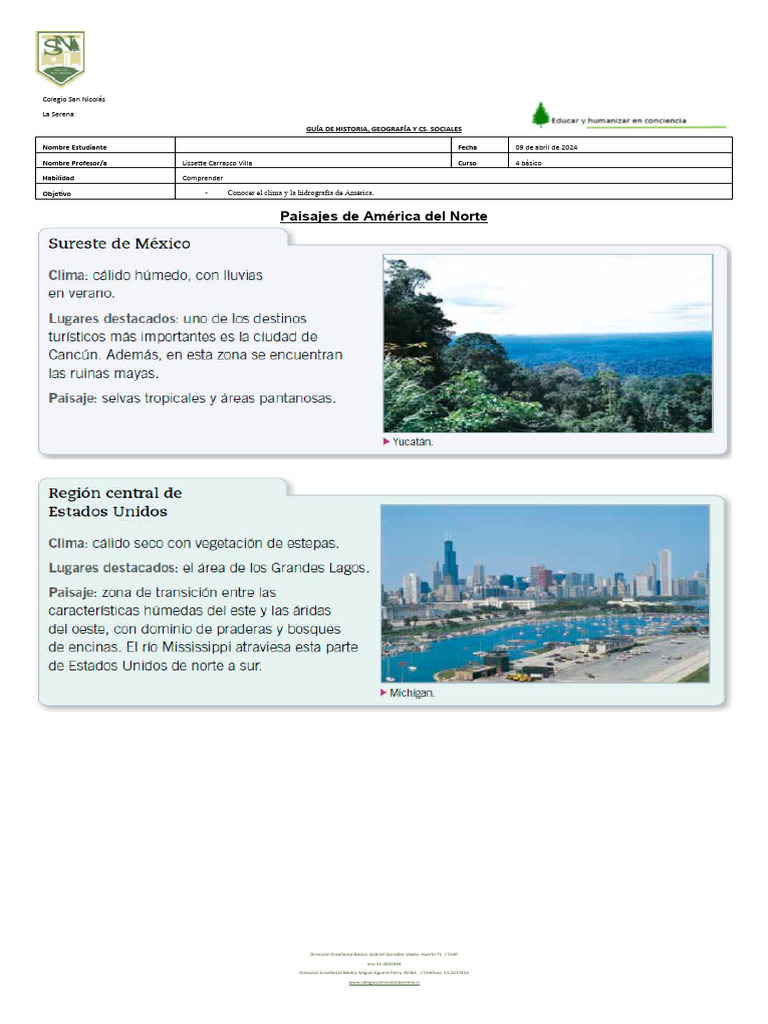 Guía de Clima y Paisajes de América | PDF | Salud y bienestar
