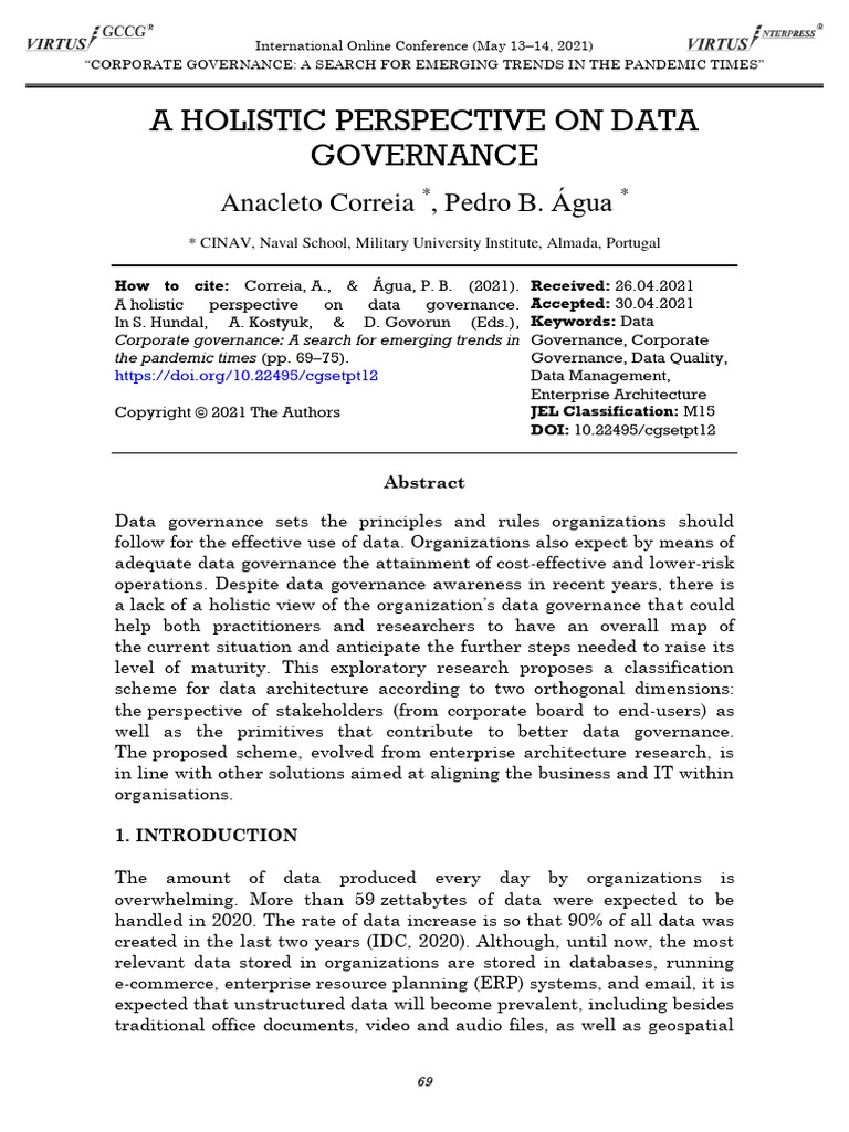 A Holistic Perspective On Data Governance | PDF | Metadata ...